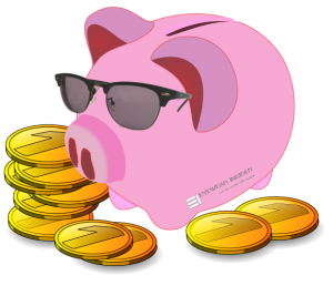 Piggy bank with eyewearinsight.com glasses